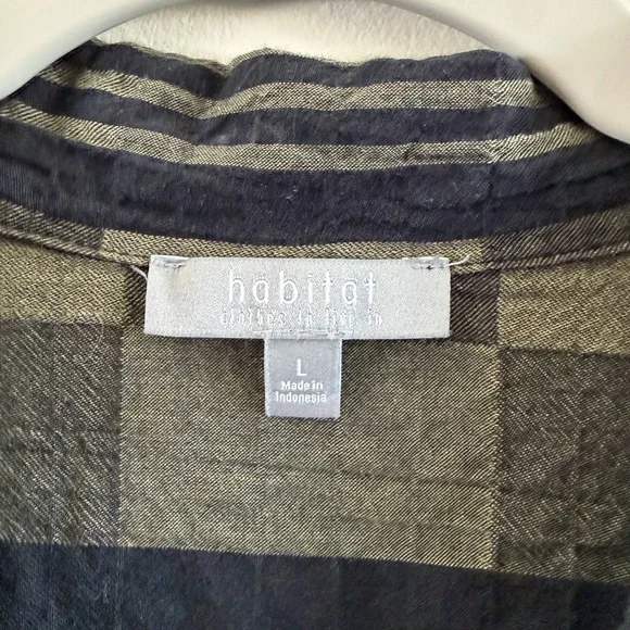 Habitat Plaid 99% Cotton Button-Down Retro Grandpacore Print (L) Boxy Lagenlook - Picture 12 of 17